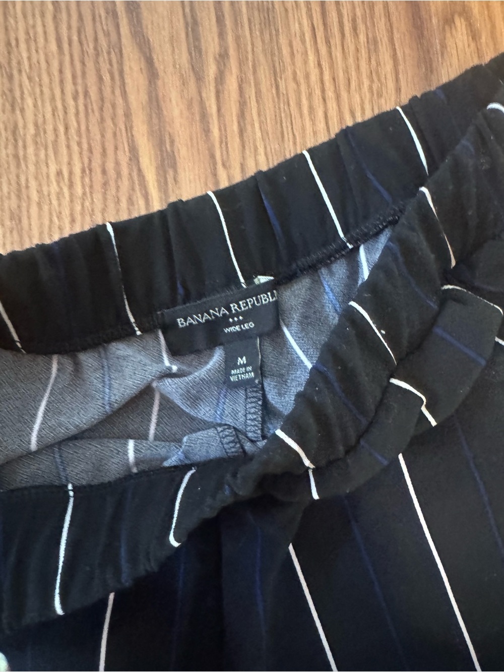 Banana Republic Navy Pinstripe Wide-Leg Pants - Picture 3 of 3
